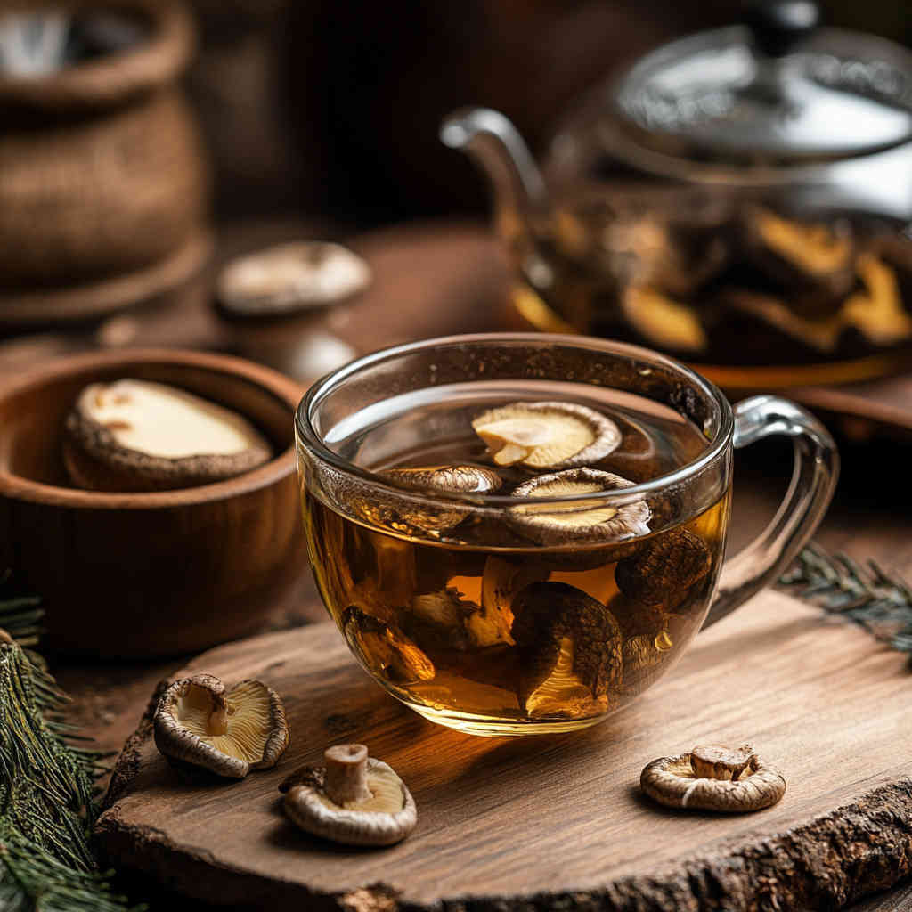 Shiitake extract in tea