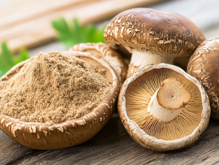 Shiitake mushroom powder used in baking bread