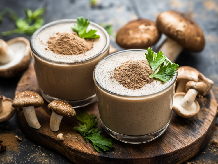 Shiitake mushroom powder in a smoothie
